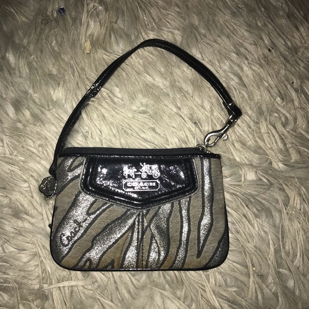 Coach zebra print wristlet